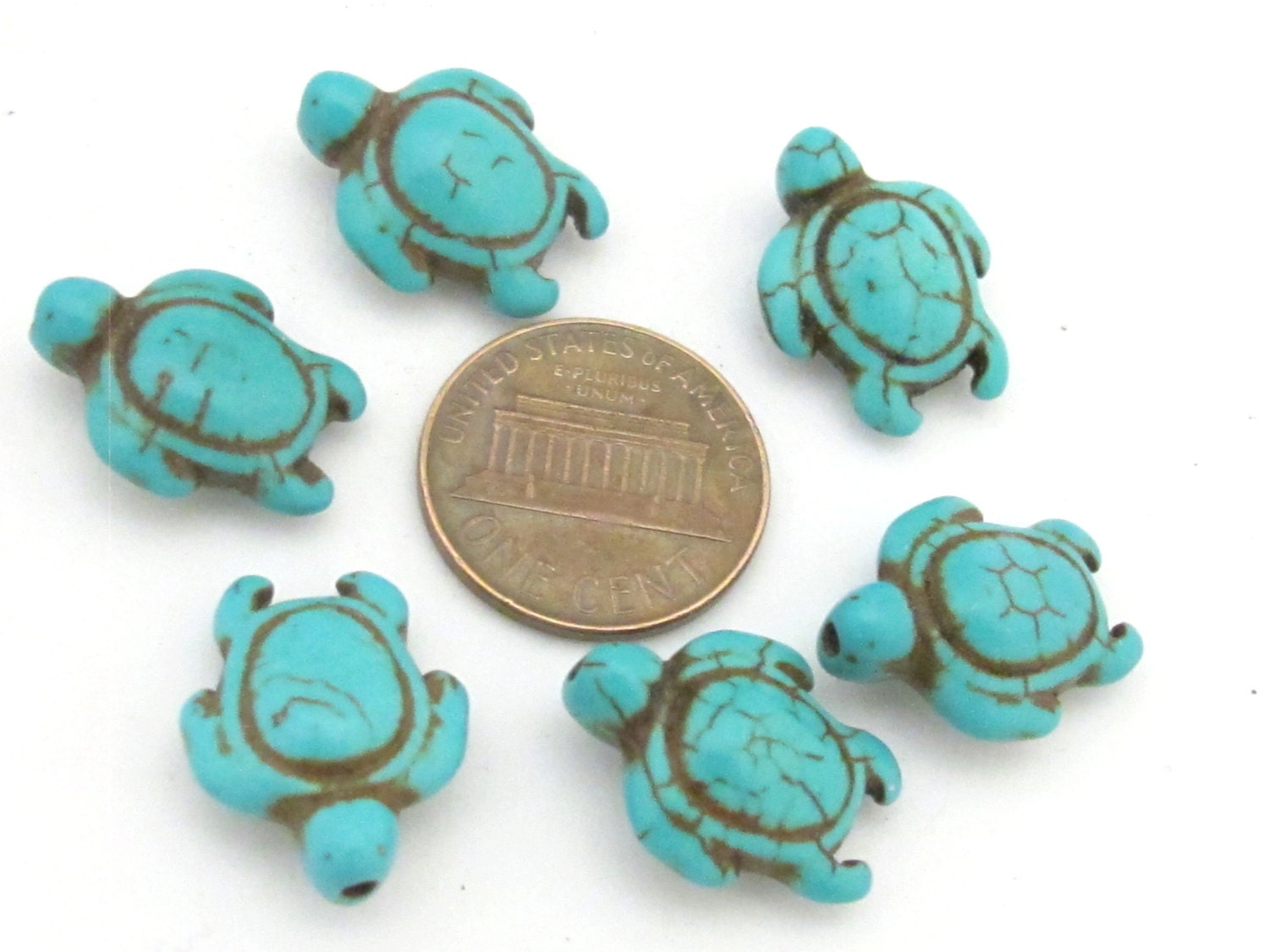 4 Beads-Howlite turquoise Carved Turtle charm beads - GM366