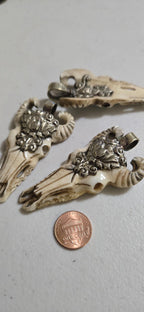 Large size recycled cattle bone bull head design skull shape pendant from Nepal- PB120S