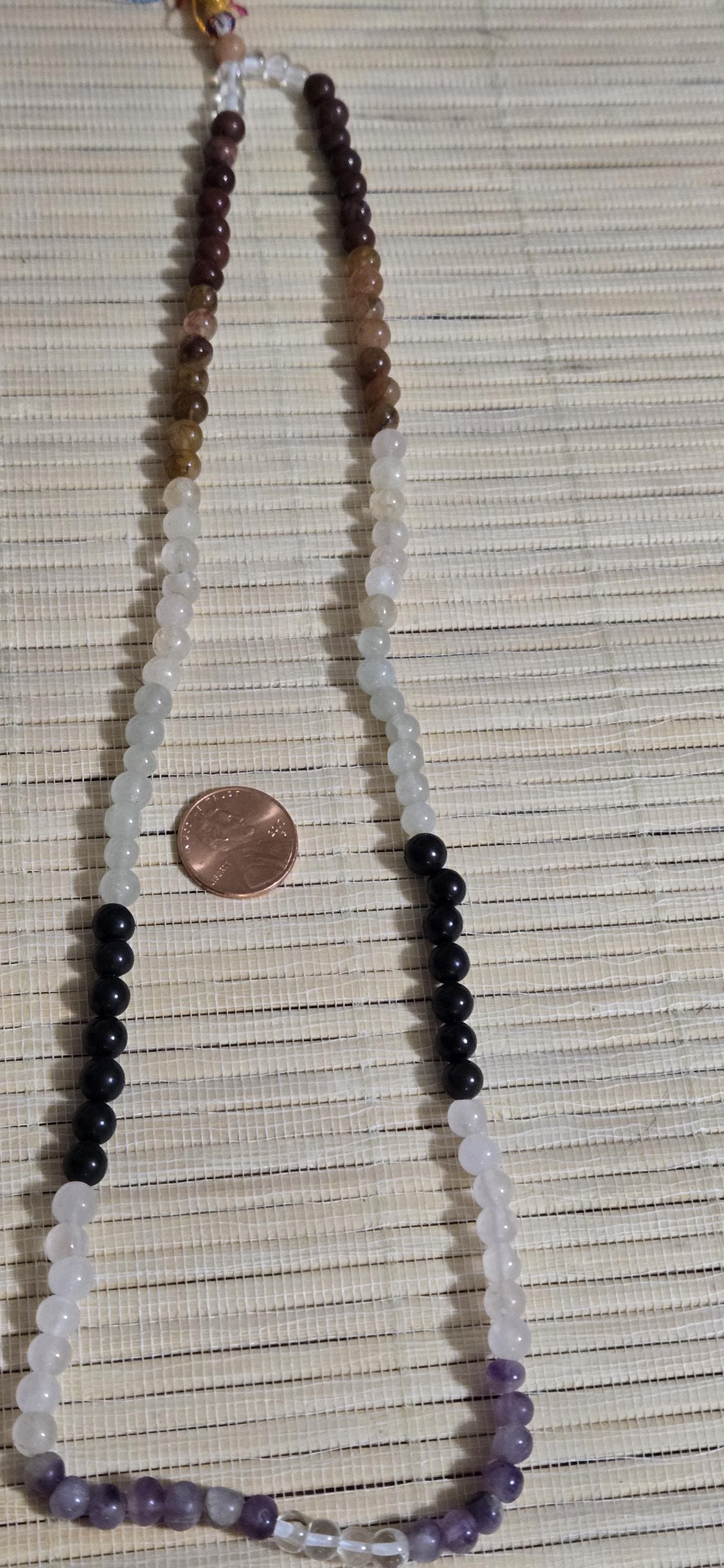 108 beads - chakra mala beads agate quartz amethyst mix gemstone beads mala making supplies - 6 mm from Nepal - ML085K