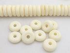 20 Beads - Cream color flat disc recycled cattle bone beads for malas - NB133A