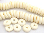 20 Beads - Cream color flat disc recycled cattle bone beads for malas - NB133A