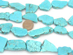 1 strand - 16 inches strand - Blue turquoise color magnesite freeform slab beads full strand - GM367