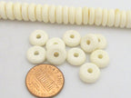 20 Beads - Cream color flat disc recycled cattle bone beads for malas - NB133A