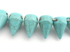 10 Beads - Turquoise color magnesite cone spike 2 hole beads - Gm369