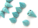 10 Beads - Turquoise color magnesite cone spike 2 hole beads - Gm369