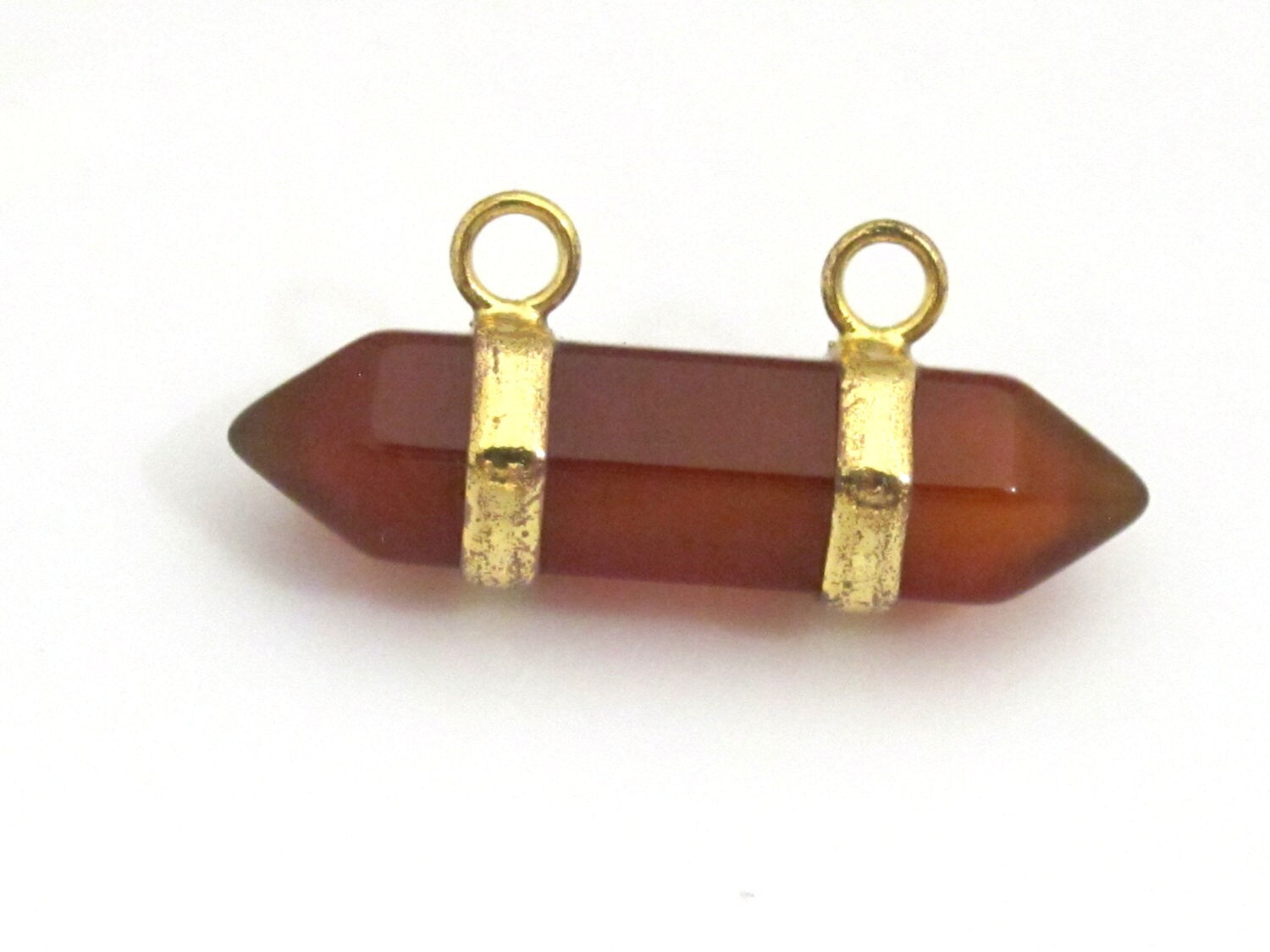 1 Pendant - Agate hexagon point pendant with double golden bail - PM327B