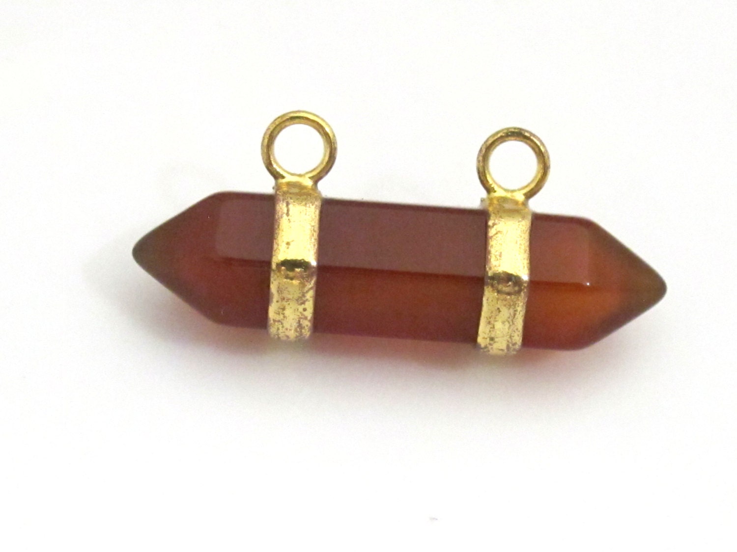 1 Pendant - Agate hexagon point pendant with double golden bail - PM327B