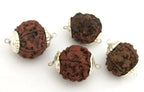 4 BEADS - Large Natural Rudraksha seed beads capped connector beads from Nepal - NB135