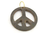 3 Pendants - Brown color natural wood carved peace symbol pendant - PB091
