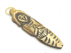 1 Pendant - Carved Mermaid prayer recycled cattle bone pendant from Nepal - PB090