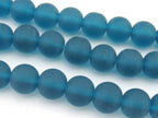10 BEADS - Peacock Blue frosted sea glass color beads 10 mm size - AB033