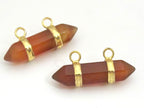 1 Pendant - Agate hexagon point pendant with double golden bail - PM327B