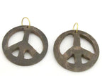 3 Pendants - Brown color natural wood carved peace symbol pendant - PB091