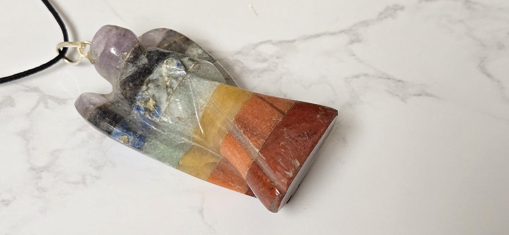 1 pendant - Seven Chakra Angel Pendant | Gemstone Angel Charm | Amethyst Lapis Aventurine gemstone angel | Spiritual Jewelry PM224B