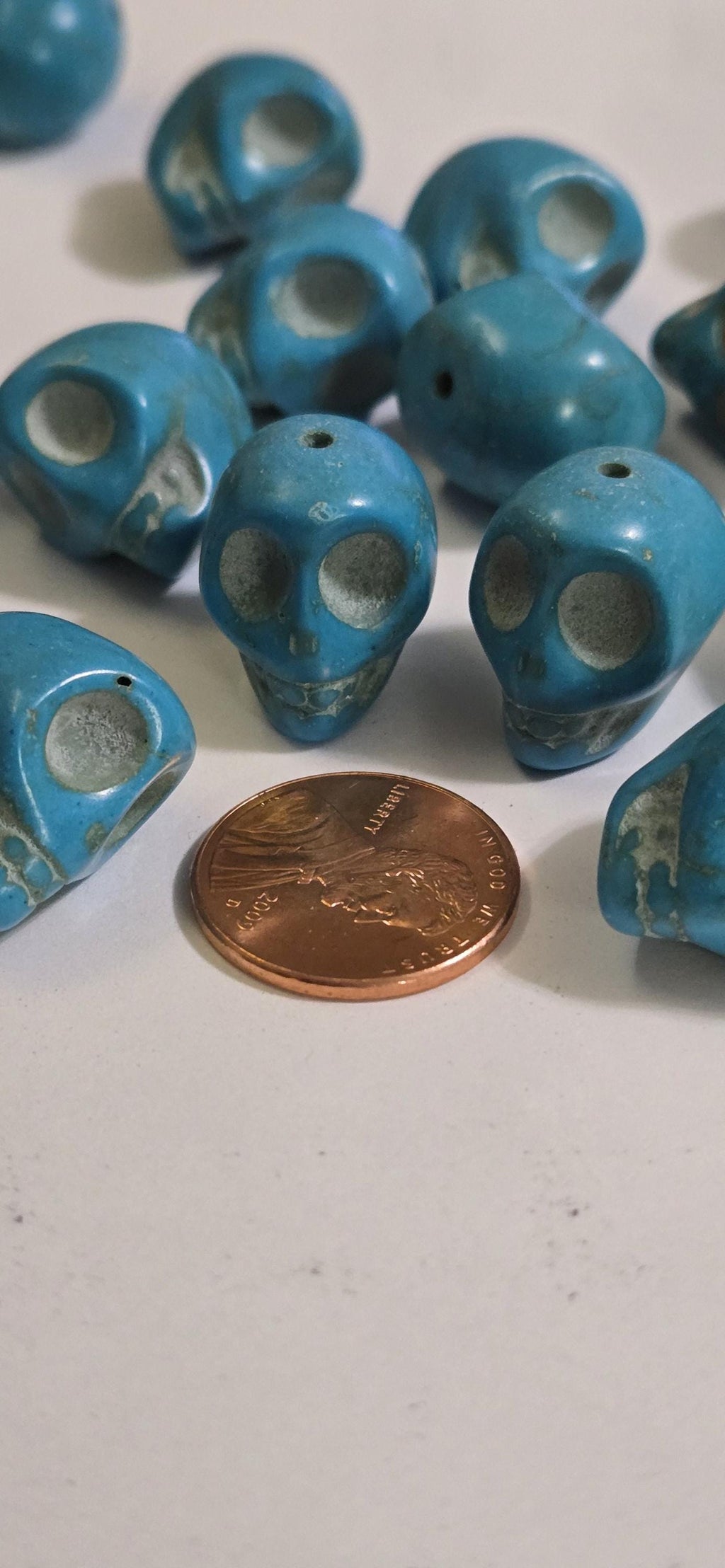 Medium large size Blue Howlite turquoise skull beads 18 mm × 14 mm × 17 mm - 10 beads - GM412B