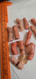 5 beads - Dyed salmon color bamboo branch coral beads - irregular stick branch shape beads - GM162