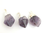1 Pendant - Amethyst silver electroplated gemstone pendant - PM358