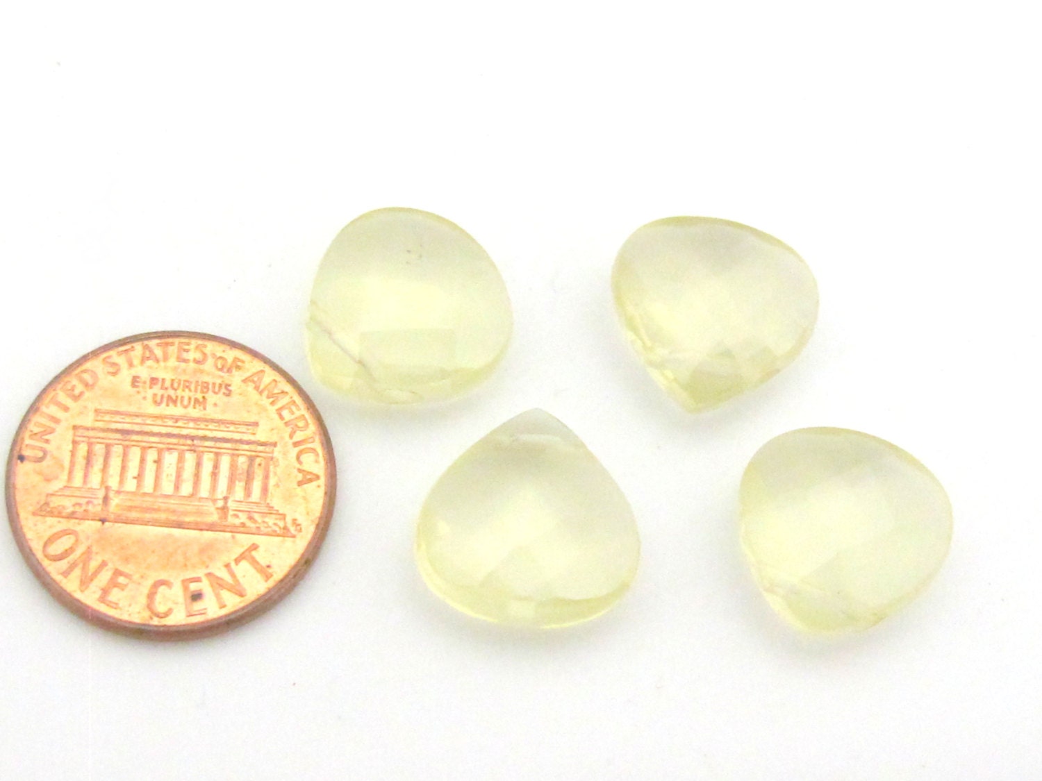 2 Beads - Faceted yellow citrine gemstone briolletes beads - GM370