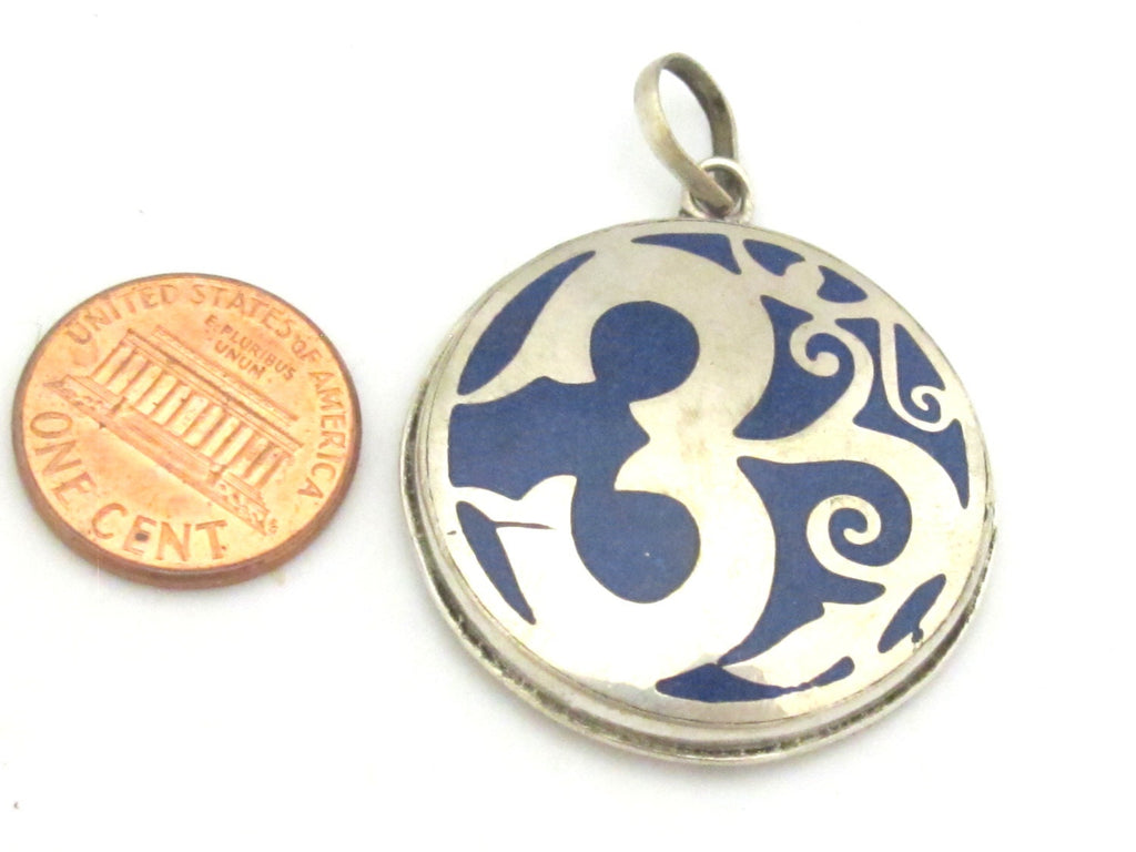 Tibetan round shape sanskrit OM mantra floral design pendant - Tibetan pendant supplies - Nepalbeadshop - PM475B