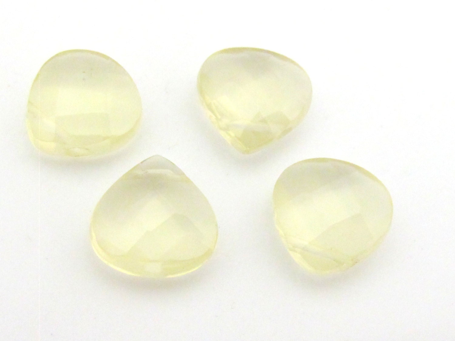 2 Beads - Faceted yellow citrine gemstone briolletes beads - GM370