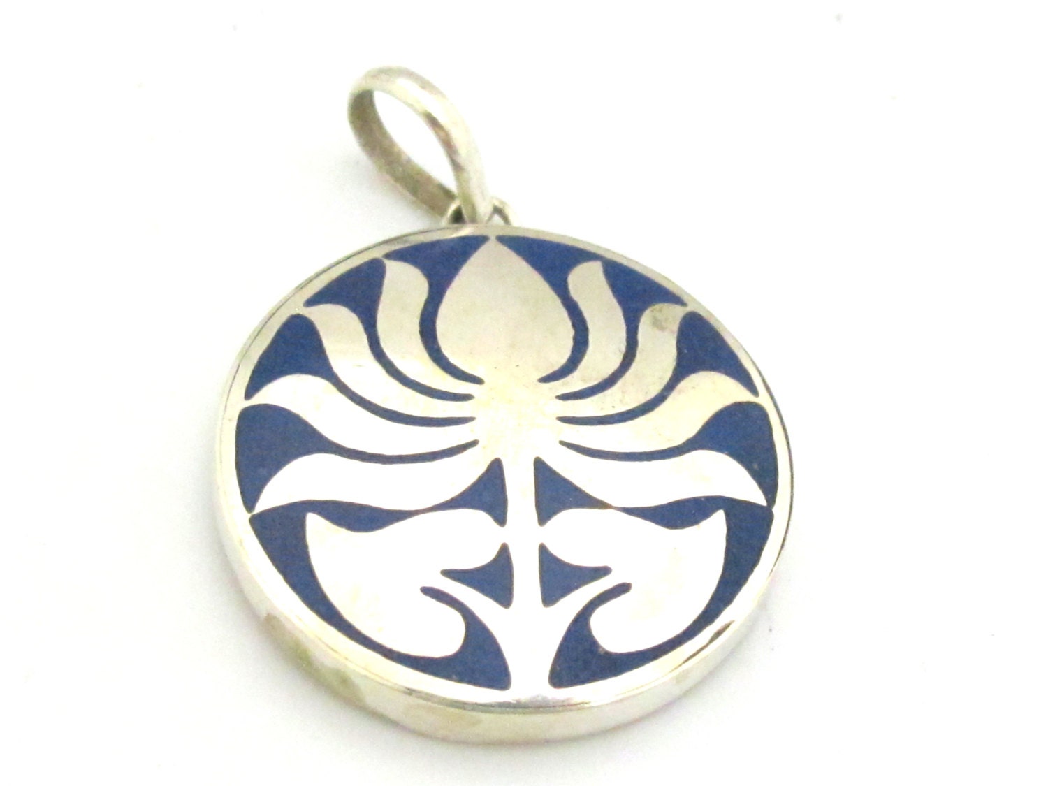 Tibetan silver Lotus flower symbol pendant - PM360C