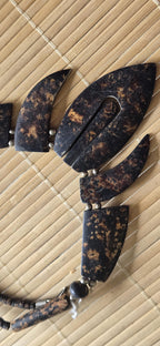 Beads set - Tribal design brown color recycled cattle bone pendant kit set necklace making supplies - MG020G
