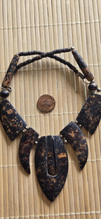 Beads set - Tribal design brown color recycled cattle bone pendant kit set necklace making supplies - MG020G