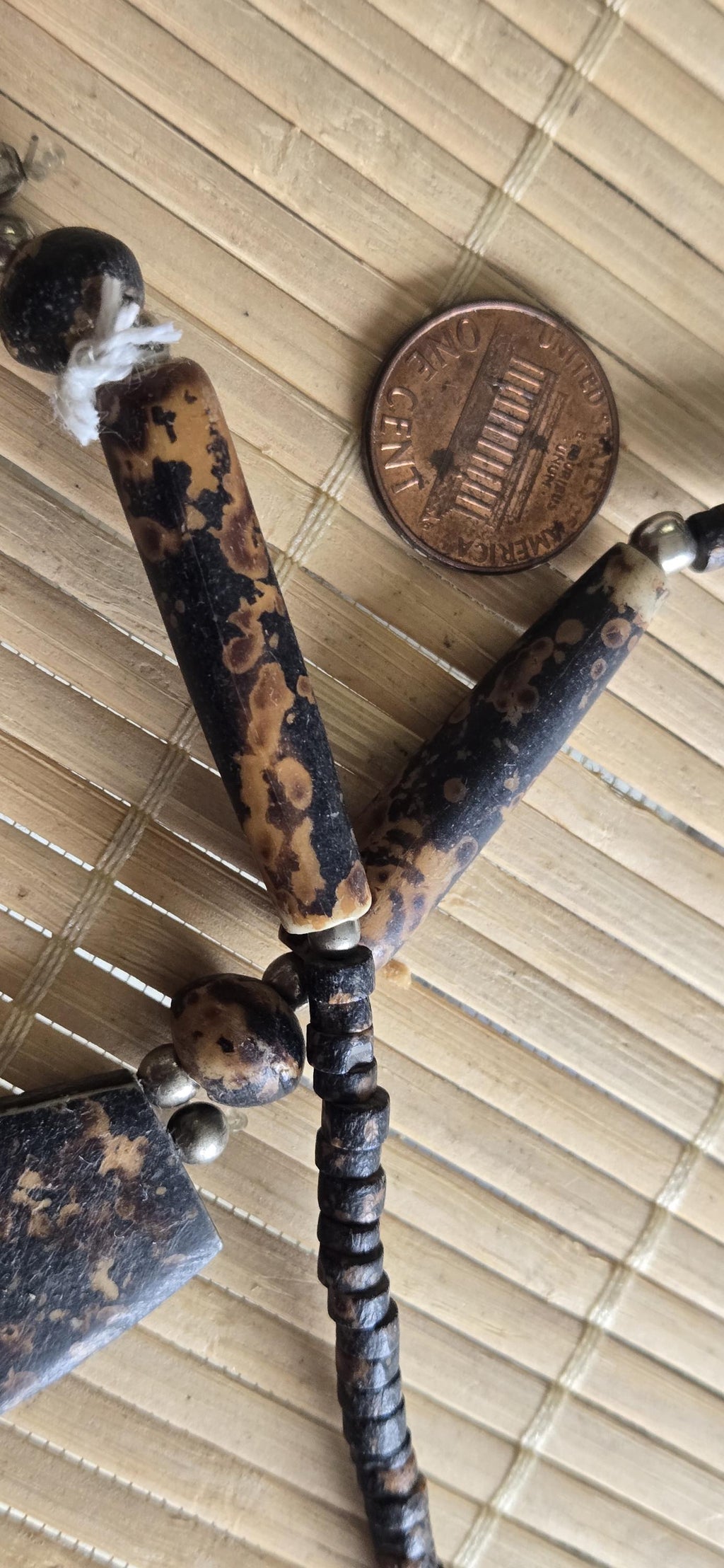 Beads set - Tribal design brown color recycled cattle bone pendant kit set necklace making supplies - MG020G