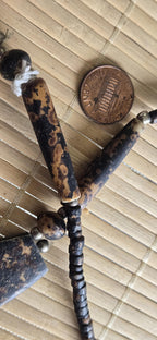 Beads set - Tribal design brown color recycled cattle bone pendant kit set necklace making supplies - MG020G