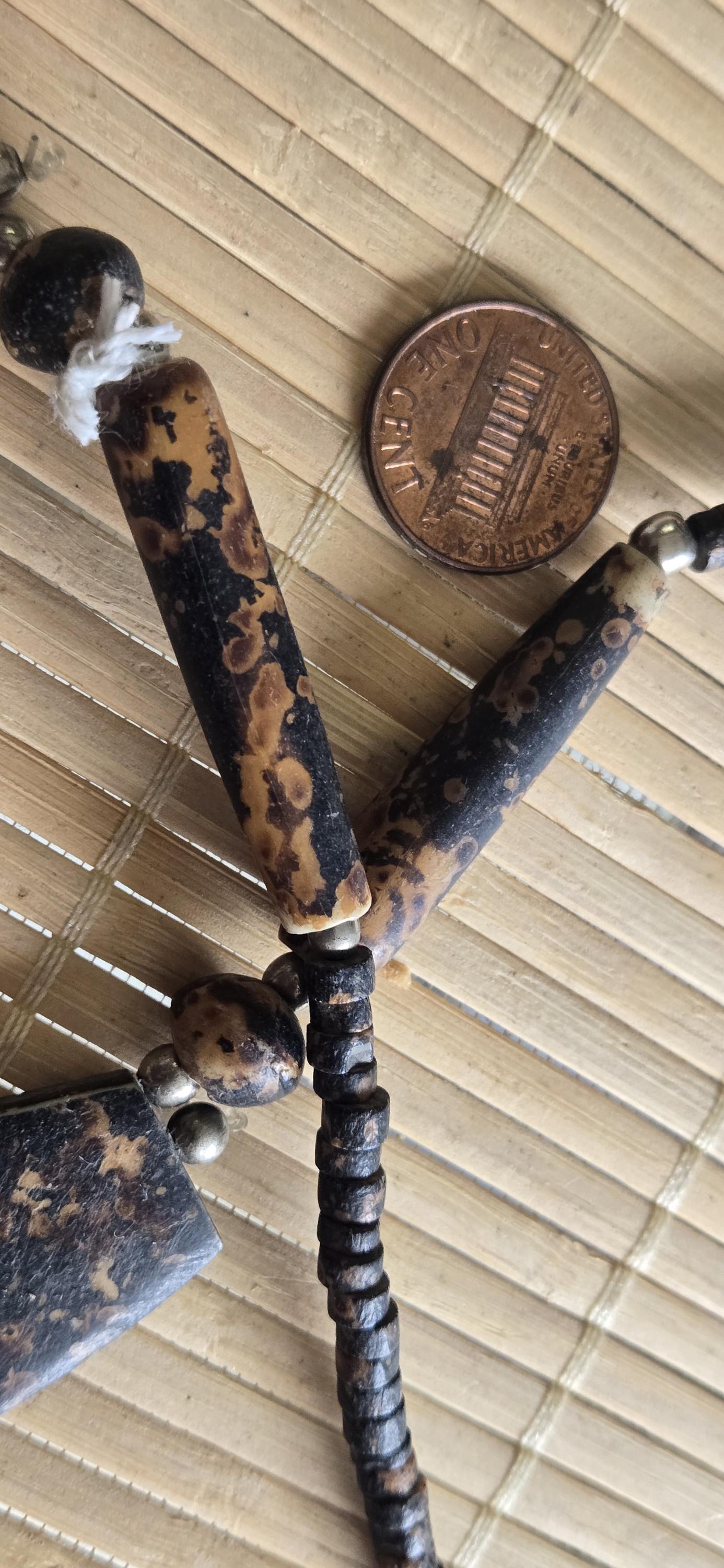 Beads set - Tribal design brown color recycled cattle bone pendant kit set necklace making supplies - MG020G