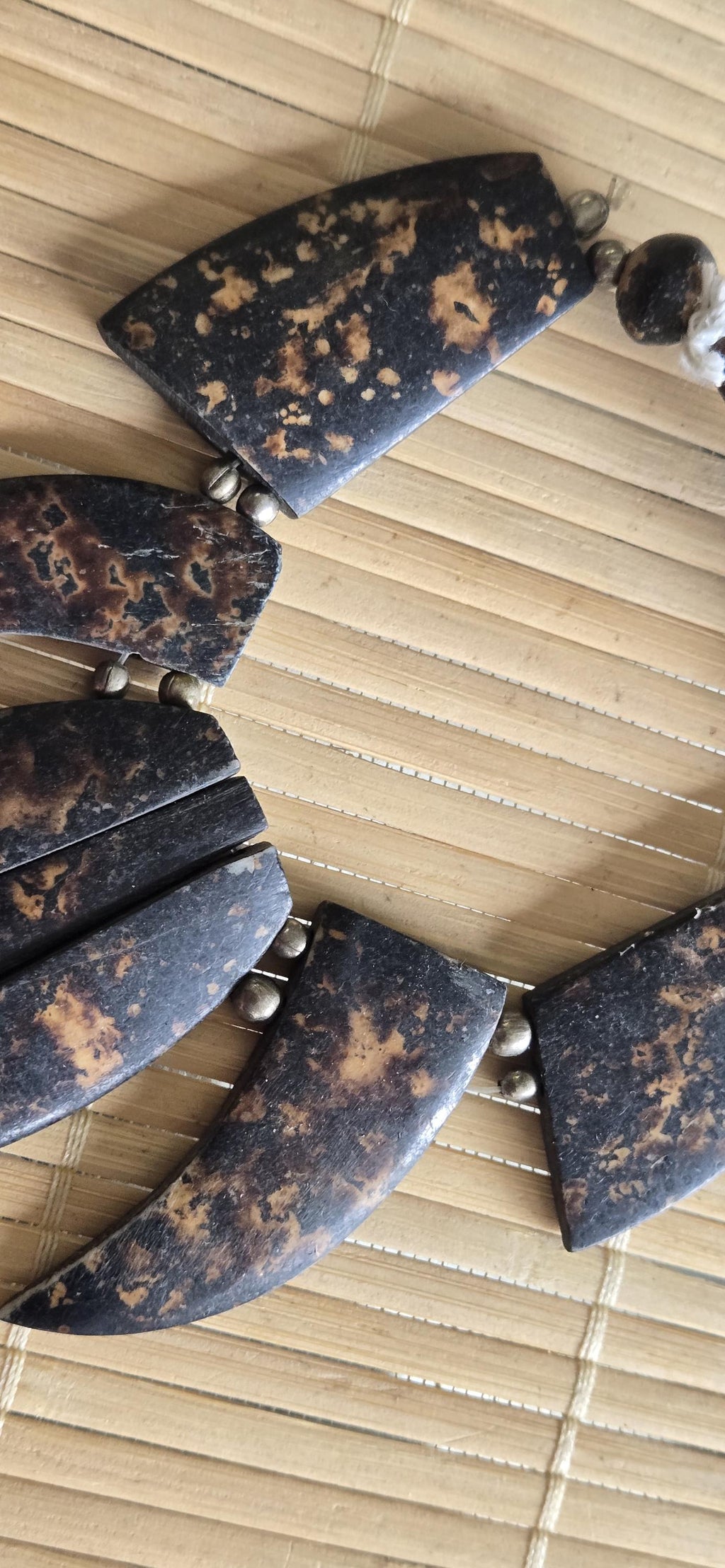 Beads set - Tribal design brown color recycled cattle bone pendant kit set necklace making supplies - MG020G