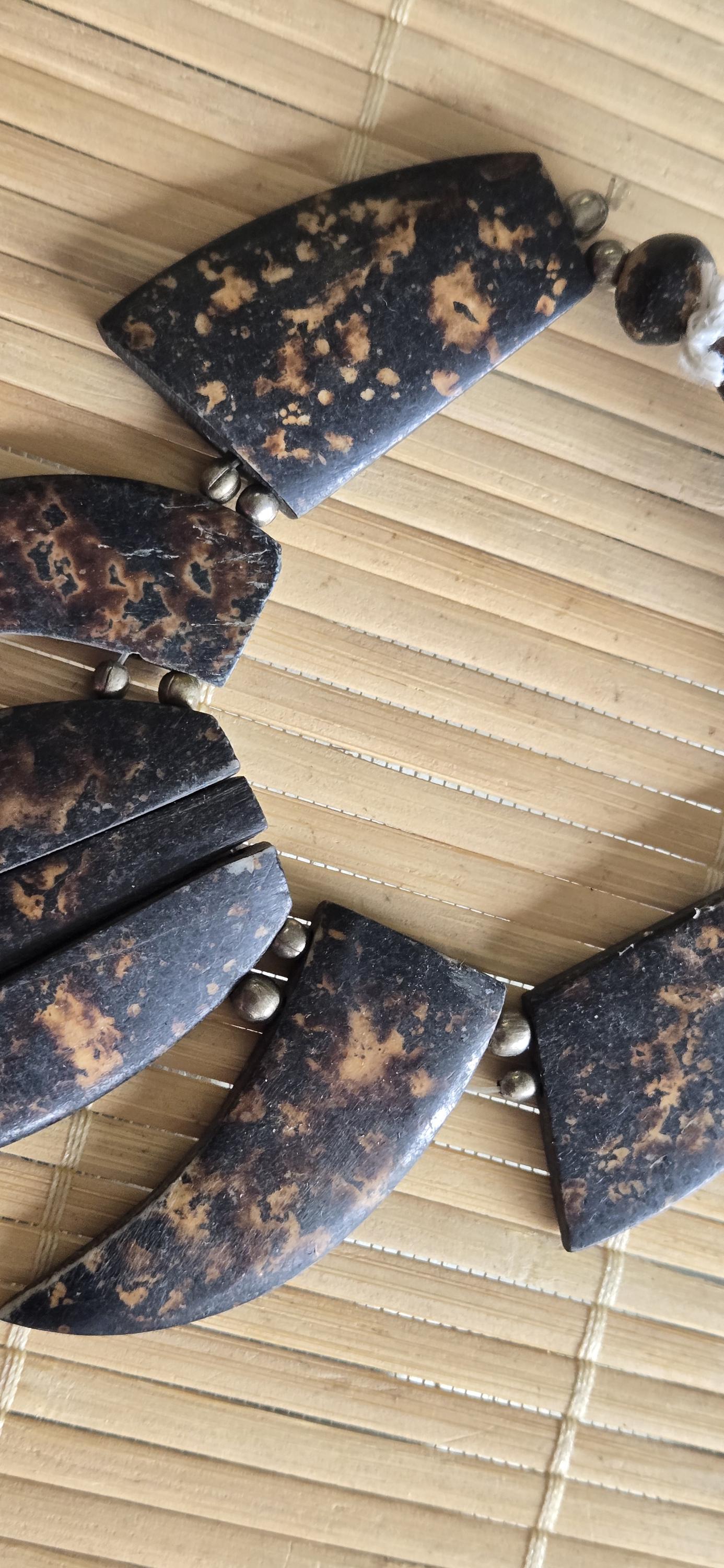 Beads set - Tribal design brown color recycled cattle bone pendant kit set necklace making supplies - MG020G