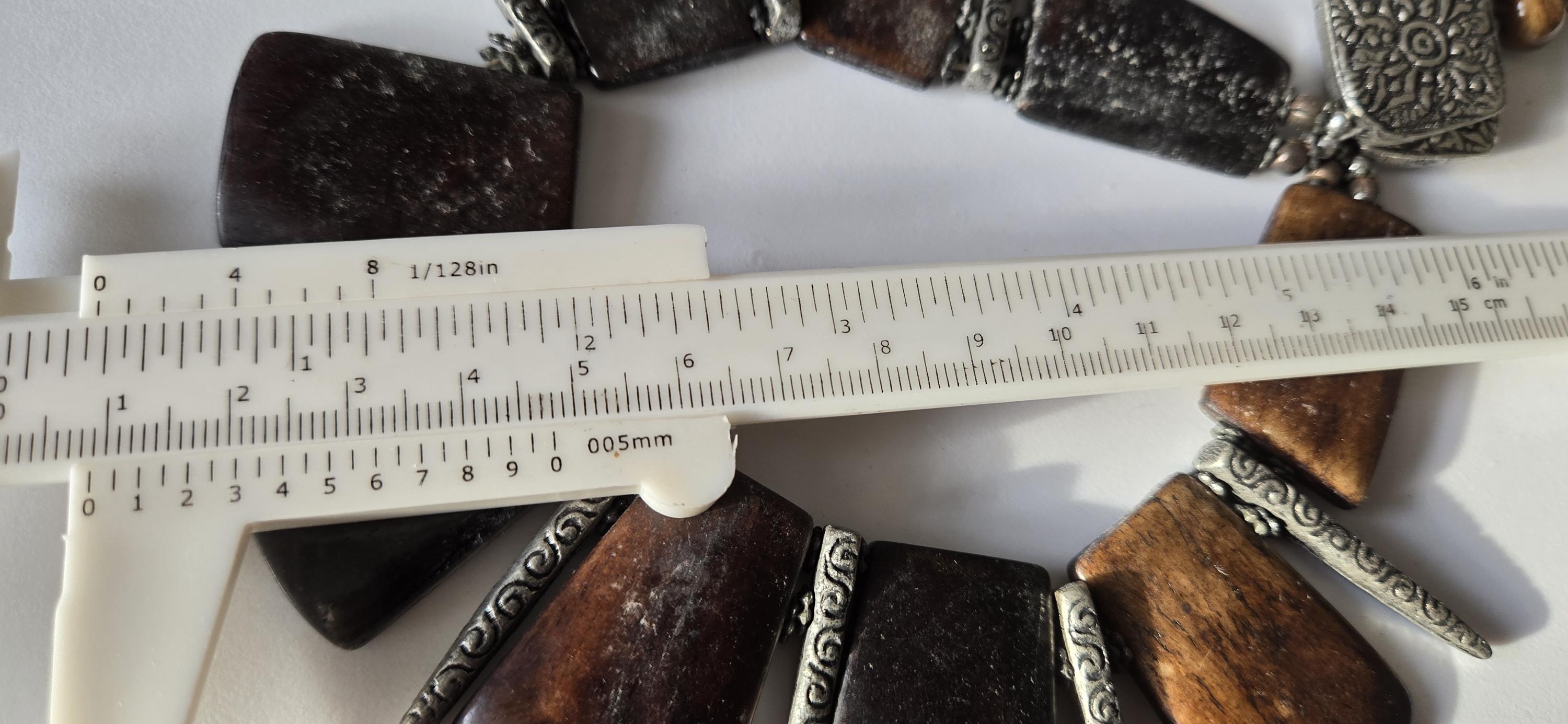 Beads set - Tribal design brown color recycled cattle bone beads and metal alloy beads pendant making kit necklace making supplies - MG020H
