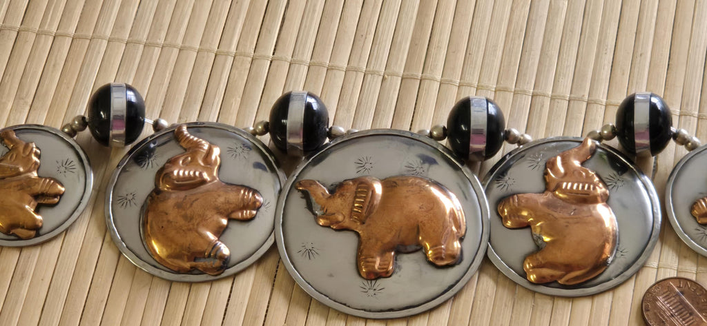 Ethnic copper color and silver color elephant disc beads necklace making supplies - MG0020K