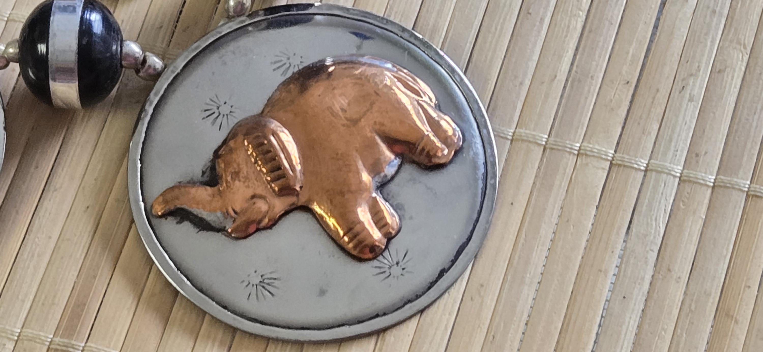 Ethnic copper color and silver color elephant disc beads necklace making supplies - MG0020K