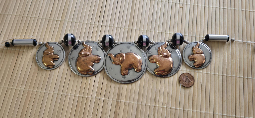 Ethnic copper color and silver color elephant disc beads necklace making supplies - MG0020K
