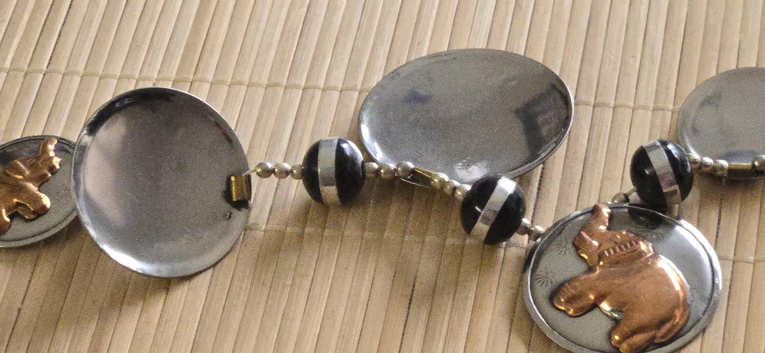 Ethnic copper color and silver color elephant disc beads necklace making supplies - MG0020K