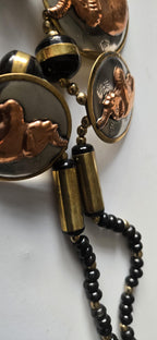 Ethnic Brass copper and silver color elephant disc beads necklace making supplies kit - MG0020L