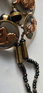 Ethnic Brass copper and silver color elephant disc beads necklace making supplies kit - MG0020L