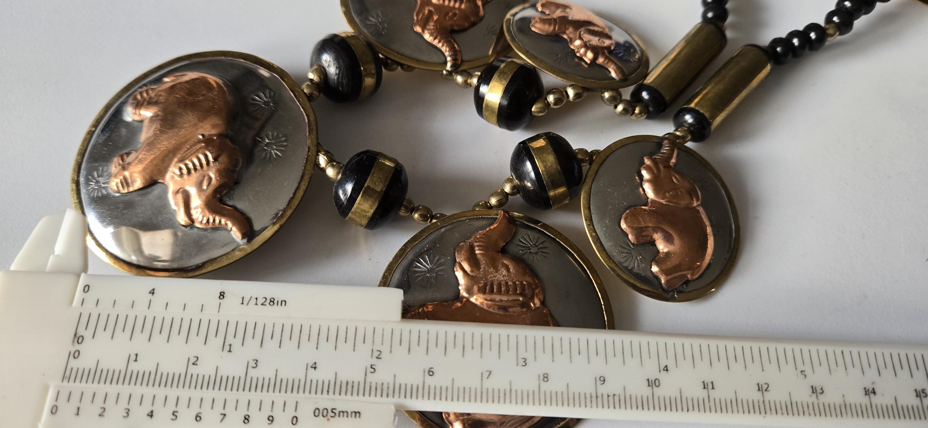 Ethnic Brass copper and silver color elephant disc beads necklace making supplies kit - MG0020L