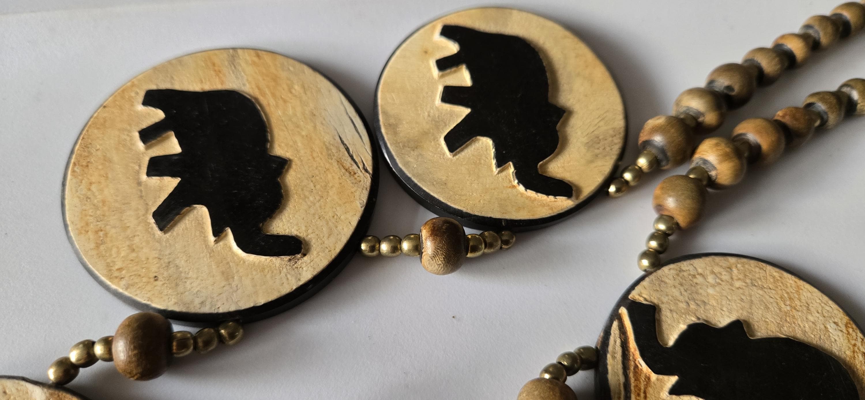 OOAK - Tibetan recycled cattle bone beads pendants elephant design necklace making supplies - MG0020M