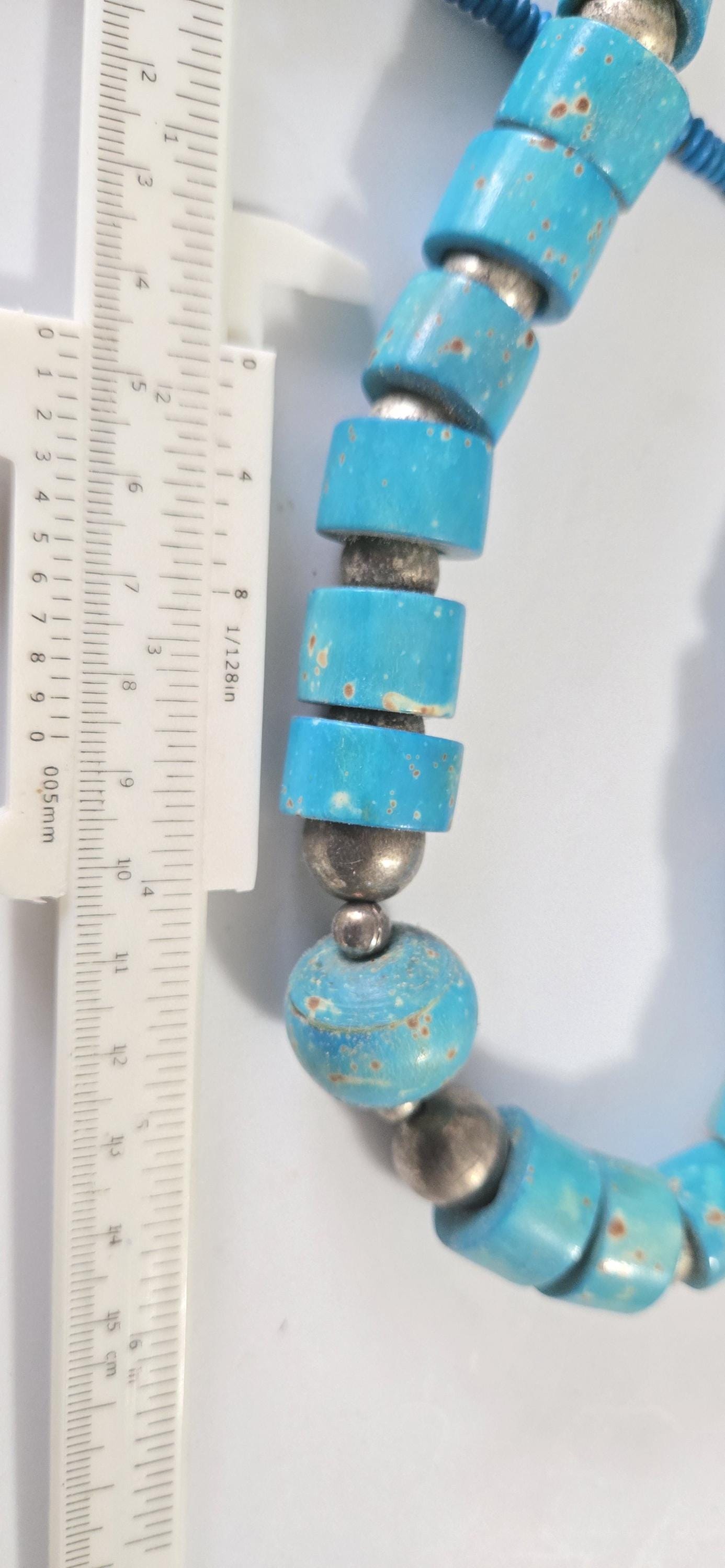 Beads set - Tribal design dyed blue color recycled cattle bone beads necklace making supplies - MG020P