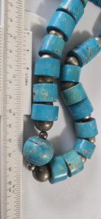 Beads set - Tribal design dyed blue color recycled cattle bone beads necklace making supplies - MG020P