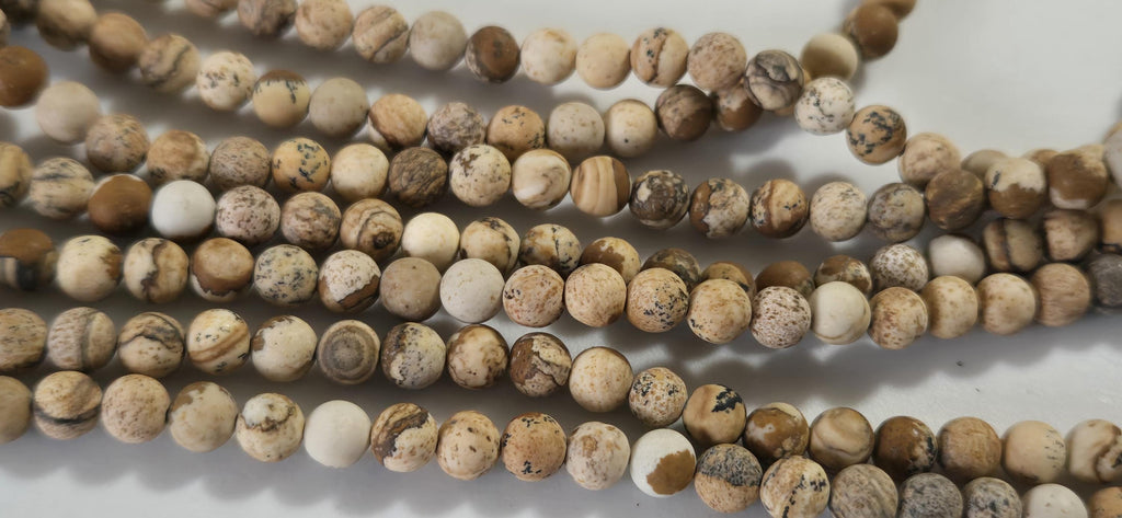 1 Full strand - 4-5 mm size Earthy coffee tone picture Jasper round shape gemstone beads 15 inches - GM412K