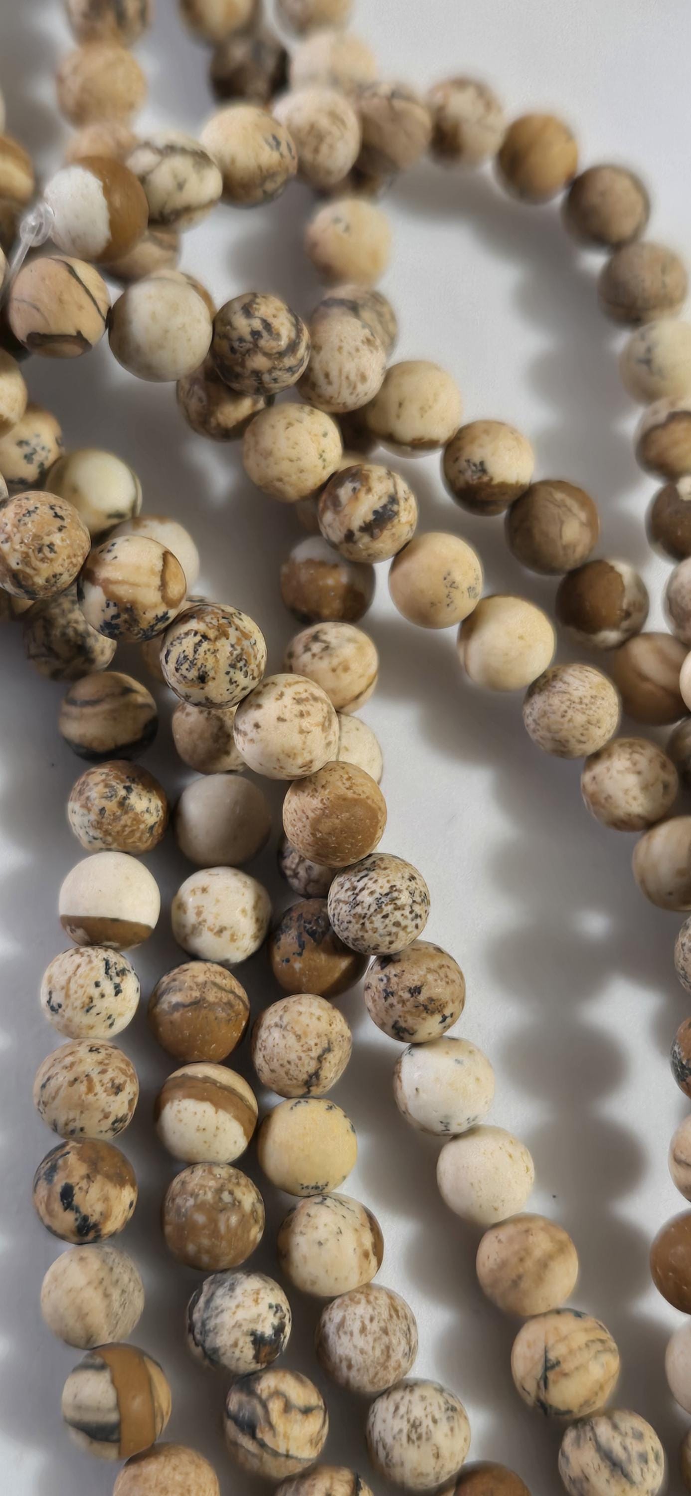 1 Full strand - 4-5 mm size Earthy coffee tone picture Jasper round shape gemstone beads 15 inches - GM412K