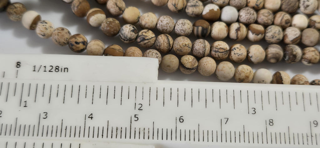 1 Full strand - 4-5 mm size Earthy coffee tone picture Jasper round shape gemstone beads 15 inches - GM412K