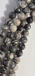Picasso Jasper Beads 8mm Round Gemstone Strand 15 Inches Black White Spiderweb Stone Jewelry beads GM413L