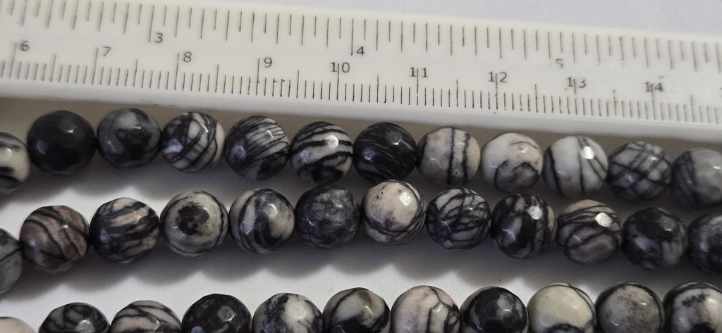 Picasso Jasper Beads 8mm Round Gemstone Strand 15 Inches Black White Spiderweb Stone Jewelry beads GM413L