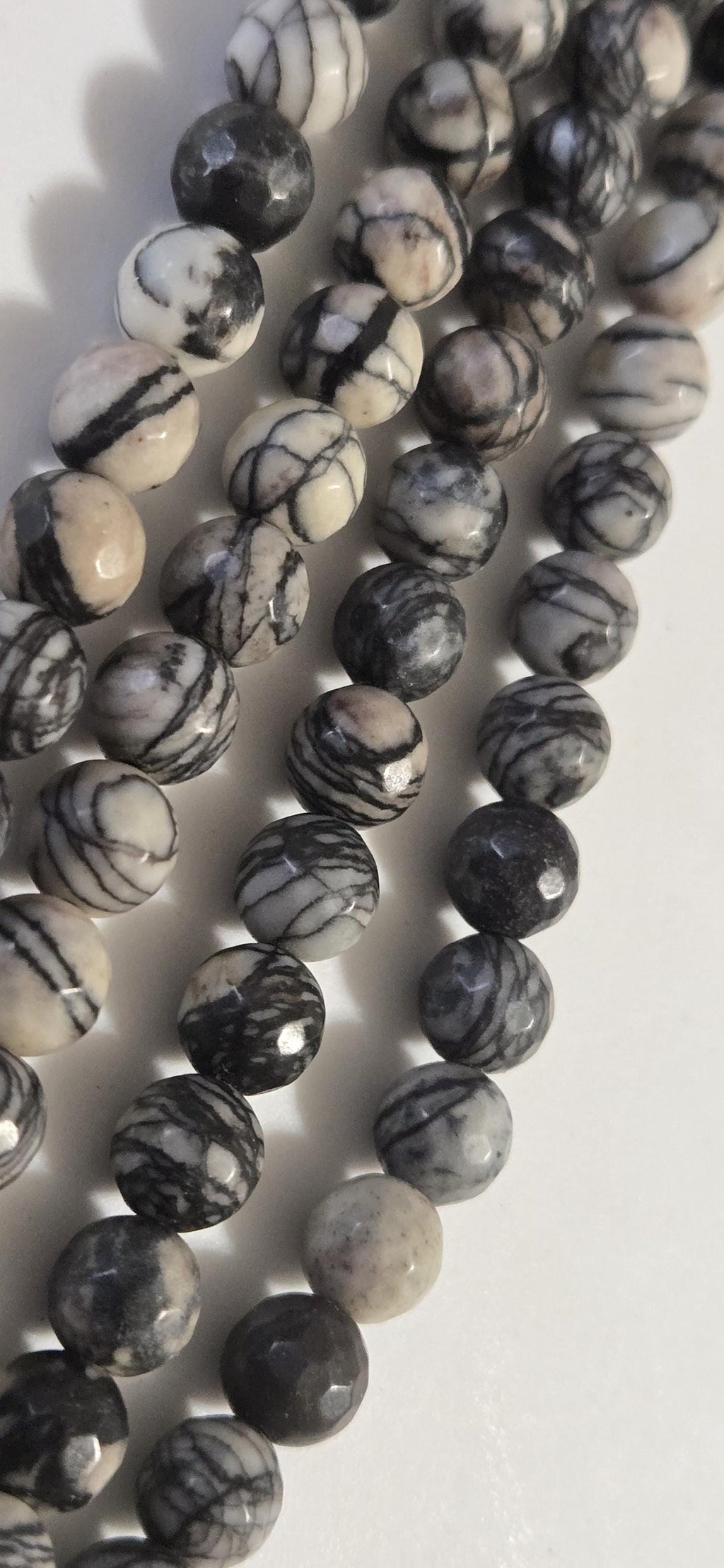 Picasso Jasper Beads 8mm Round Gemstone Strand 15 Inches Black White Spiderweb Stone Jewelry beads GM413L