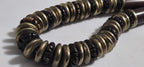 Beads set - Tribal design brown color recycled cattle bone beads brass metal alloy disc beads jewelry making supplies - MG020R
